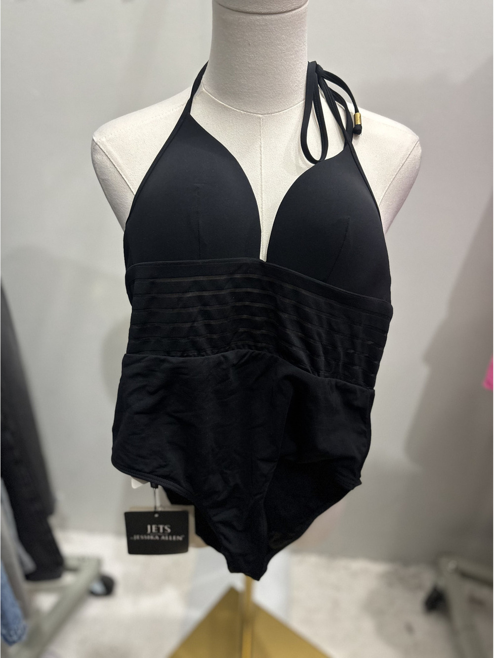 Jets Australia Black Halter One-Piece Swimsuit